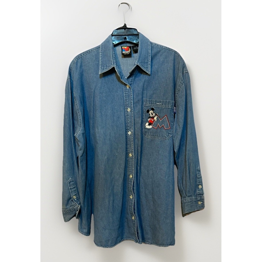 Disney Vintage Mickey Button Up Blue Denim Women's‎ Size Medium